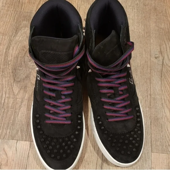 Christian Louboutin Black Sneakers with Red Soles and Blue-Red Details - Picture 5 of 7